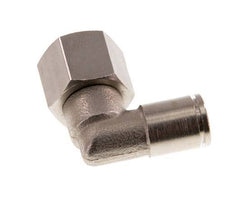 6mm x G1/4'' 90deg Elbow Push-in Fitting with Female Threads Brass NBR Rotatable [2 Pieces]