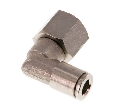 6mm x G1/4'' 90deg Elbow Push-in Fitting with Female Threads Brass NBR Rotatable [2 Pieces]