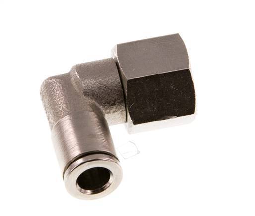 6mm x G1/4'' 90deg Elbow Push-in Fitting with Female Threads Brass NBR Rotatable [2 Pieces]