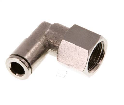 6mm x G1/4'' 90deg Elbow Push-in Fitting with Female Threads Brass NBR Rotatable [2 Pieces]