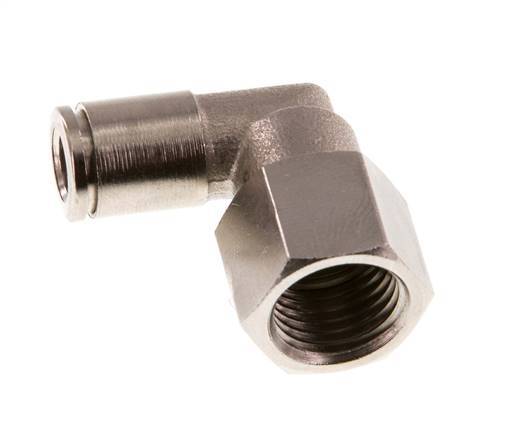 6mm x G1/4'' 90deg Elbow Push-in Fitting with Female Threads Brass NBR Rotatable [2 Pieces]