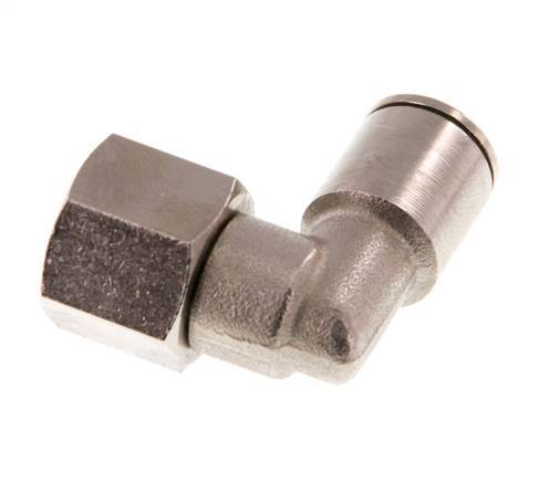 8mm x G1/4'' 90deg Elbow Push-in Fitting with Female Threads Brass NBR Rotatable [2 Pieces]