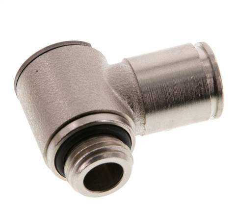 10mm x G1/4'' 90deg Elbow L-shape Push-in Fitting with Male Threads Brass NBR Rotatable