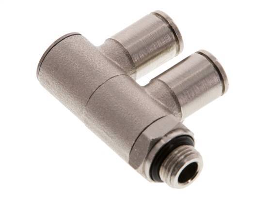 6mm x G1/8'' 2-way Manifold Push-in Fitting with Male Threads Brass NBR Rotatable