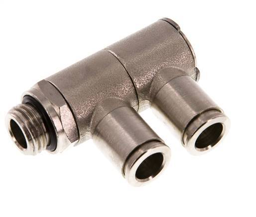 8mm x G1/4'' 2-way Manifold Push-in Fitting with Male Threads Brass NBR Rotatable