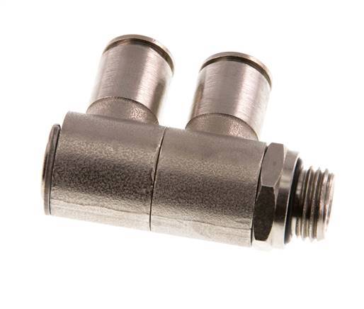 8mm x G1/4'' 2-way Manifold Push-in Fitting with Male Threads Brass NBR Rotatable