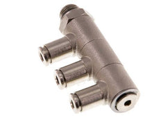 4mm x G1/8'' 3-way Manifold Push-in Fitting with Male Threads Brass NBR Rotatable