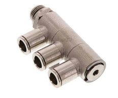 8mm x G1/4'' 3-way Manifold Push-in Fitting with Male Threads Brass NBR Rotatable