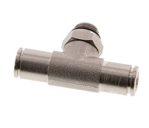 6mm x G1/8'' Inline Tee Push-in Fitting with Male Threads Brass NBR Rotatable