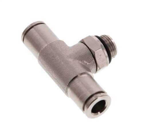 6mm x G1/8'' Inline Tee Push-in Fitting with Male Threads Brass NBR Rotatable