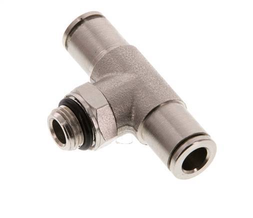 6mm x G1/8'' Inline Tee Push-in Fitting with Male Threads Brass NBR Rotatable