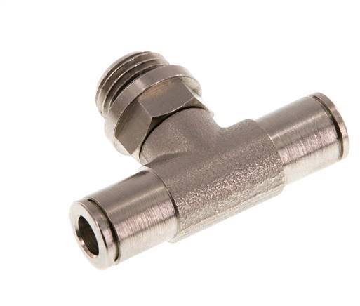 6mm x G1/4'' Inline Tee Push-in Fitting with Male Threads Brass NBR Rotatable