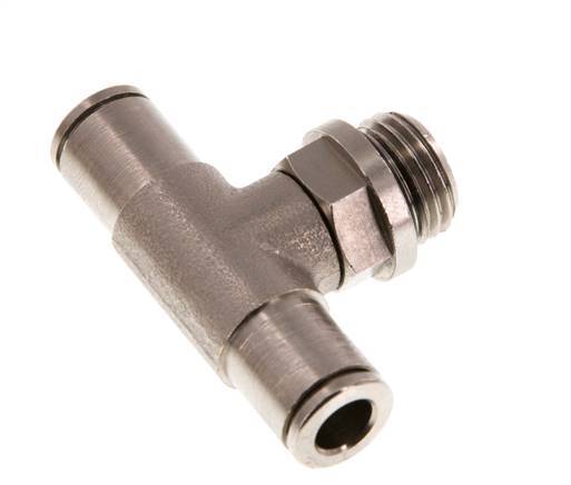 6mm x G1/4'' Inline Tee Push-in Fitting with Male Threads Brass NBR Rotatable