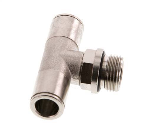 10mm x G3/8'' Inline Tee Push-in Fitting with Male Threads Brass NBR Rotatable