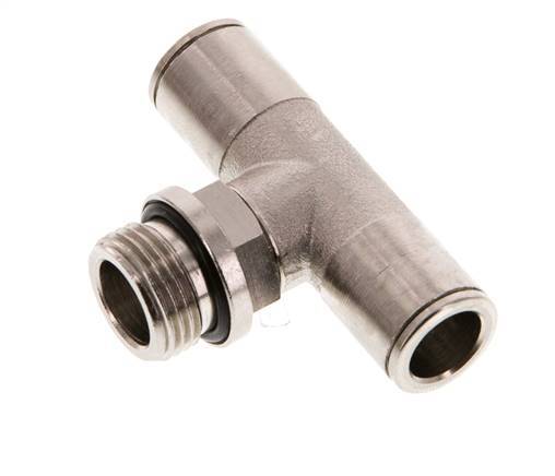 10mm x G3/8'' Inline Tee Push-in Fitting with Male Threads Brass NBR Rotatable