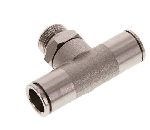 12mm x G3/8'' Inline Tee Push-in Fitting with Male Threads Brass NBR Rotatable