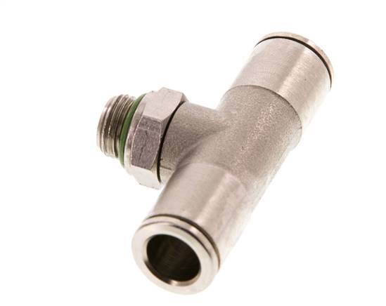 8mm x G1/8'' Inline Tee Push-in Fitting with Male Threads Brass FKM Rotatable