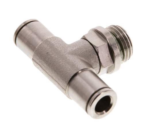 6mm x G1/4'' Inline Tee Push-in Fitting with Male Threads Brass FKM Rotatable