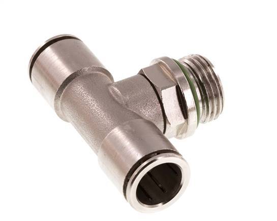 14mm x G1/2'' Inline Tee Push-in Fitting with Male Threads Brass FKM Rotatable