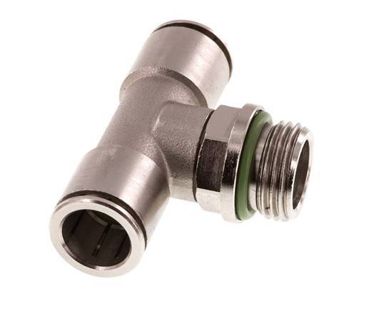 14mm x G1/2'' Inline Tee Push-in Fitting with Male Threads Brass FKM Rotatable