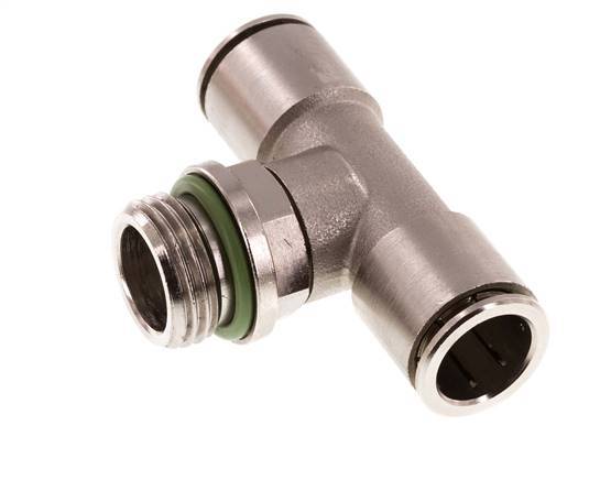 14mm x G1/2'' Inline Tee Push-in Fitting with Male Threads Brass FKM Rotatable