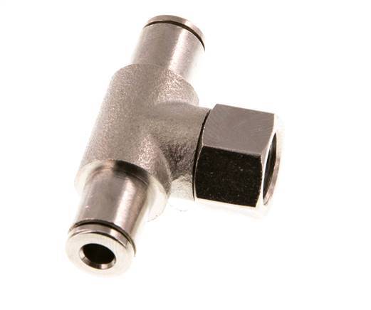 4mm x G1/8'' Inline Tee Push-in Fitting with Female Threads Brass NBR Rotatable