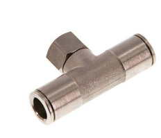 8mm x G1/8'' Inline Tee Push-in Fitting with Female Threads Brass NBR Rotatable