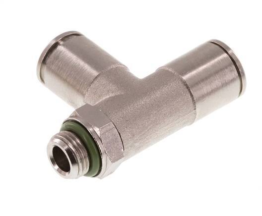 8mm x G1/8'' Right Angle Tee Push-in Fitting with Male Threads Brass FKM Rotatable