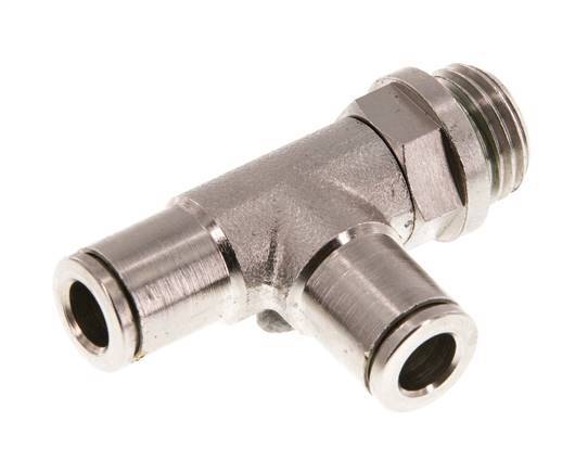 6mm x G1/4'' rechtwinkliges T-Stück Steckverschraubung mit Außengewinde Messing FKM drehbar