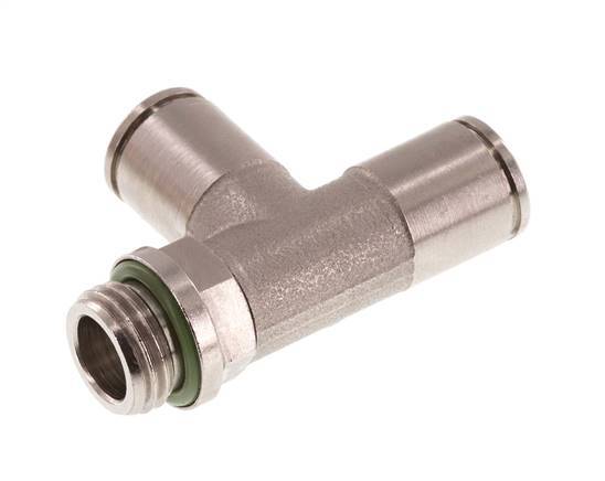 8mm x G1/4'' rechtwinkliges T-Stück Steckverschraubung mit Außengewinde Messing FKM drehbar
