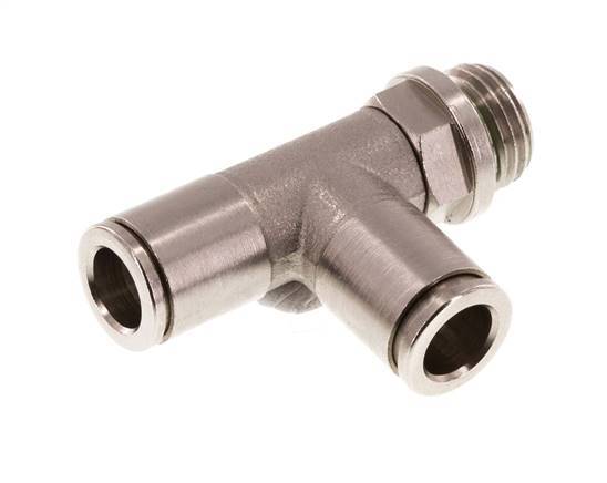 8mm x G1/4'' rechtwinkliges T-Stück Steckverschraubung mit Außengewinde Messing FKM drehbar