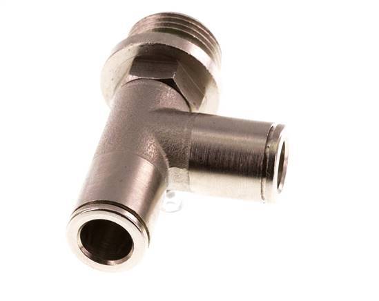 8mm x G3/8'' Right Angle Tee Push-in Fitting with Male Threads Brass FKM Rotatable