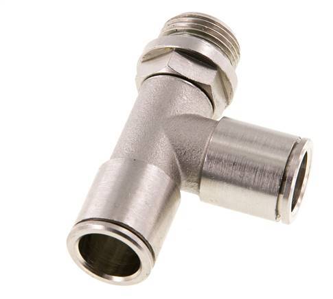 12mm x G3/8'' rechtwinkliges T-Stück Steckverschraubung mit Außengewinde Messing FKM drehbar