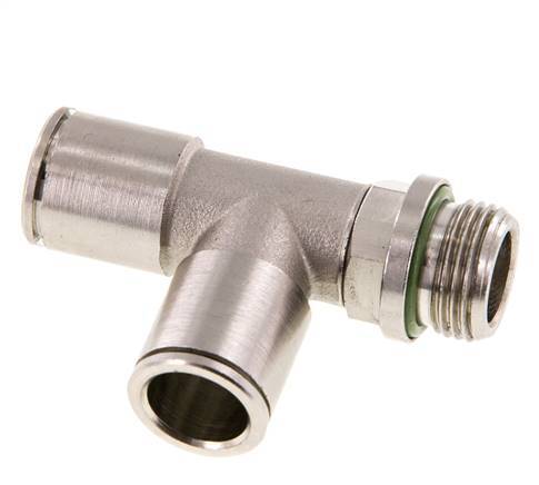 12mm x G3/8'' rechtwinkliges T-Stück Steckverschraubung mit Außengewinde Messing FKM drehbar