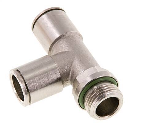 12mm x G3/8'' rechtwinkliges T-Stück Steckverschraubung mit Außengewinde Messing FKM drehbar