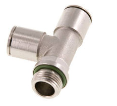 12mm x G3/8'' rechtwinkliges T-Stück Steckverschraubung mit Außengewinde Messing FKM drehbar