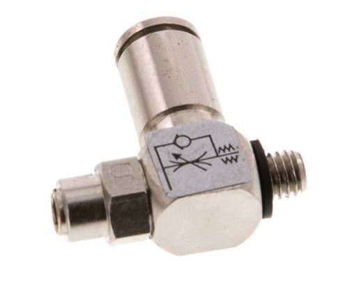 Durchflussregelventil Abgangswinkel 4 mm - M5 Messing Schlitzschraube Banjo