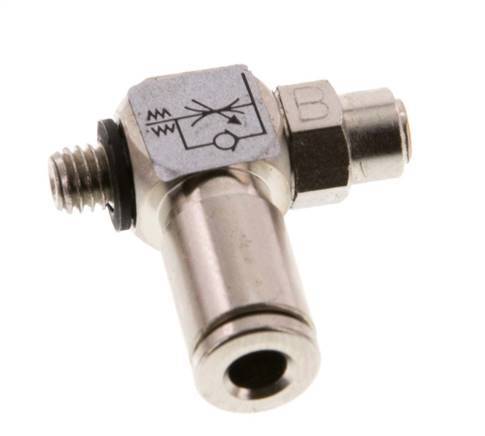 Durchflussregelventil Abgangswinkel 4 mm - M5 Messing Schlitzschraube Banjo
