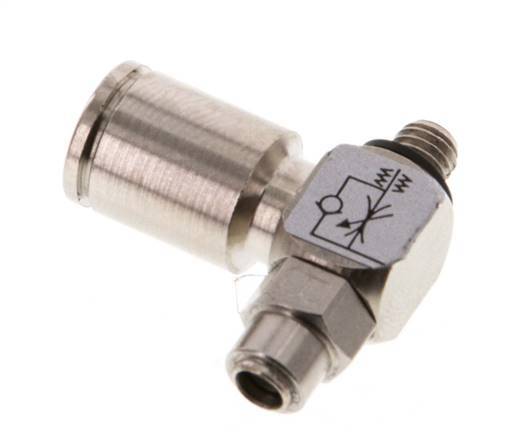 Flow Control Valve Meter-Out Elbow 6 mm - M5 Brass Slotted Screw Banjo