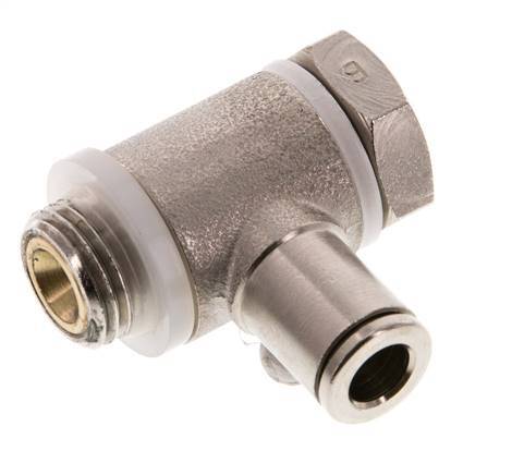 Durchfluss-Regelventil Meter-Out-Winkelstück 6 mm - G1/4'' Messing Schlitzschraube Banjo