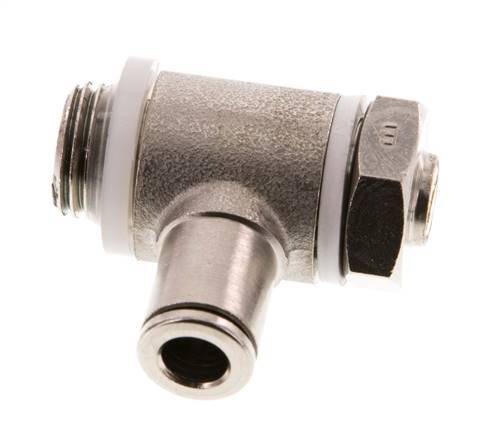 Durchfluss-Regelventil Meter-Out-Winkelstück 6 mm - G1/4'' Messing Schlitzschraube Banjo