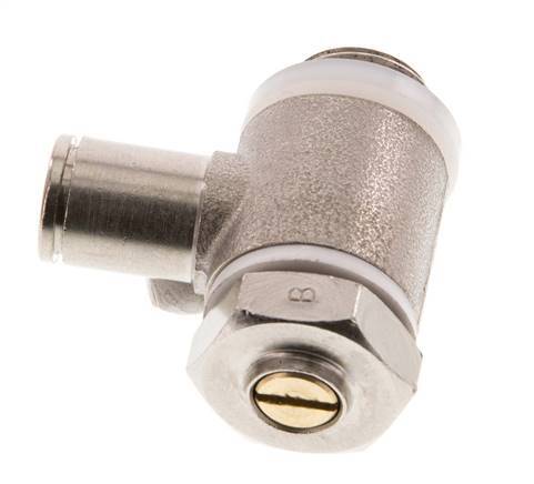 Durchfluss-Regelventil Meter-Out-Winkelstück 6 mm - G1/4'' Messing Schlitzschraube Banjo