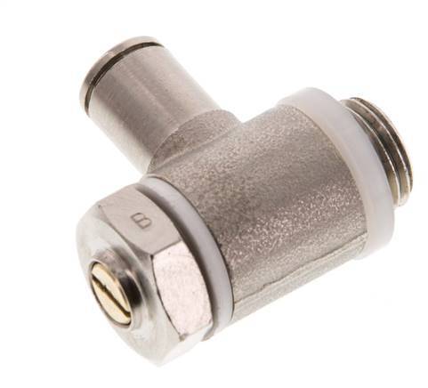 Durchfluss-Regelventil Meter-Out-Winkelstück 6 mm - G1/4'' Messing Schlitzschraube Banjo