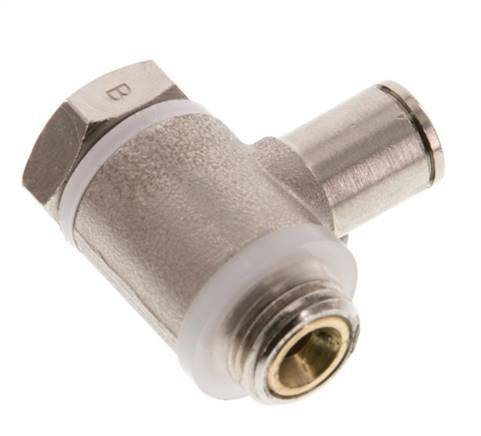Durchfluss-Regelventil Meter-Out-Winkelstück 6 mm - G1/4'' Messing Schlitzschraube Banjo
