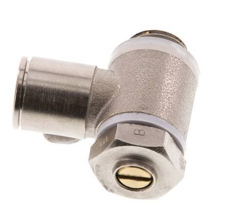 Durchfluss-Regelventil Meter-Out-Winkelstück 10 mm - G1/4'' Messing Schlitzschraube Banjo