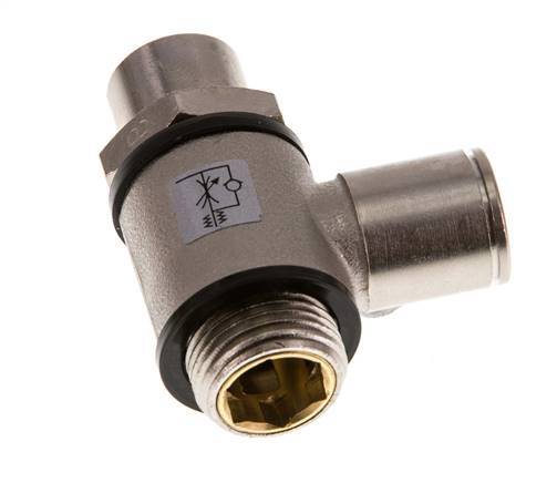 Durchflussregelventil Abgangswinkel 10 mm - G3/8'' Messing Schlitzschraube Banjo
