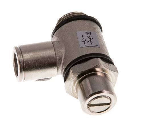 Durchflussregelventil Abgangswinkel 10 mm - G3/8'' Messing Schlitzschraube Banjo