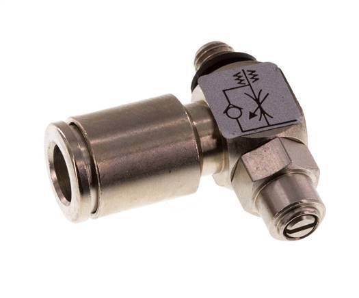 Durchflussregelventil Meter-In-Winkelstück 6 mm - M5 Messing Schlitzschraube Banjo