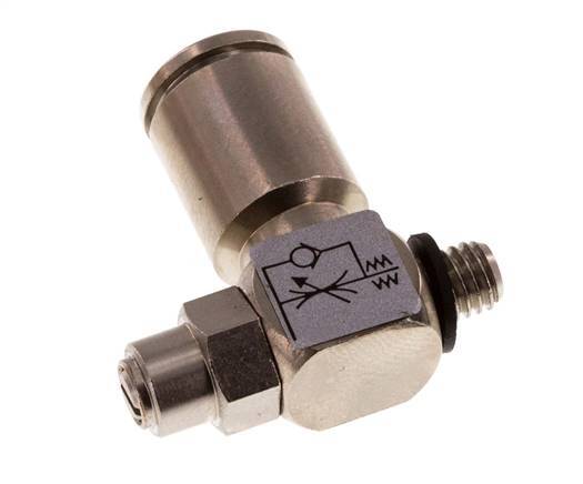 Durchflussregelventil Meter-In-Winkelstück 6 mm - M5 Messing Schlitzschraube Banjo