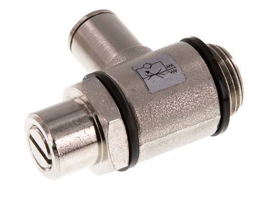 Durchflussregelventil Meter-In-Winkelstück 8 mm - G3/8'' Messing Schlitzschraube Banjo